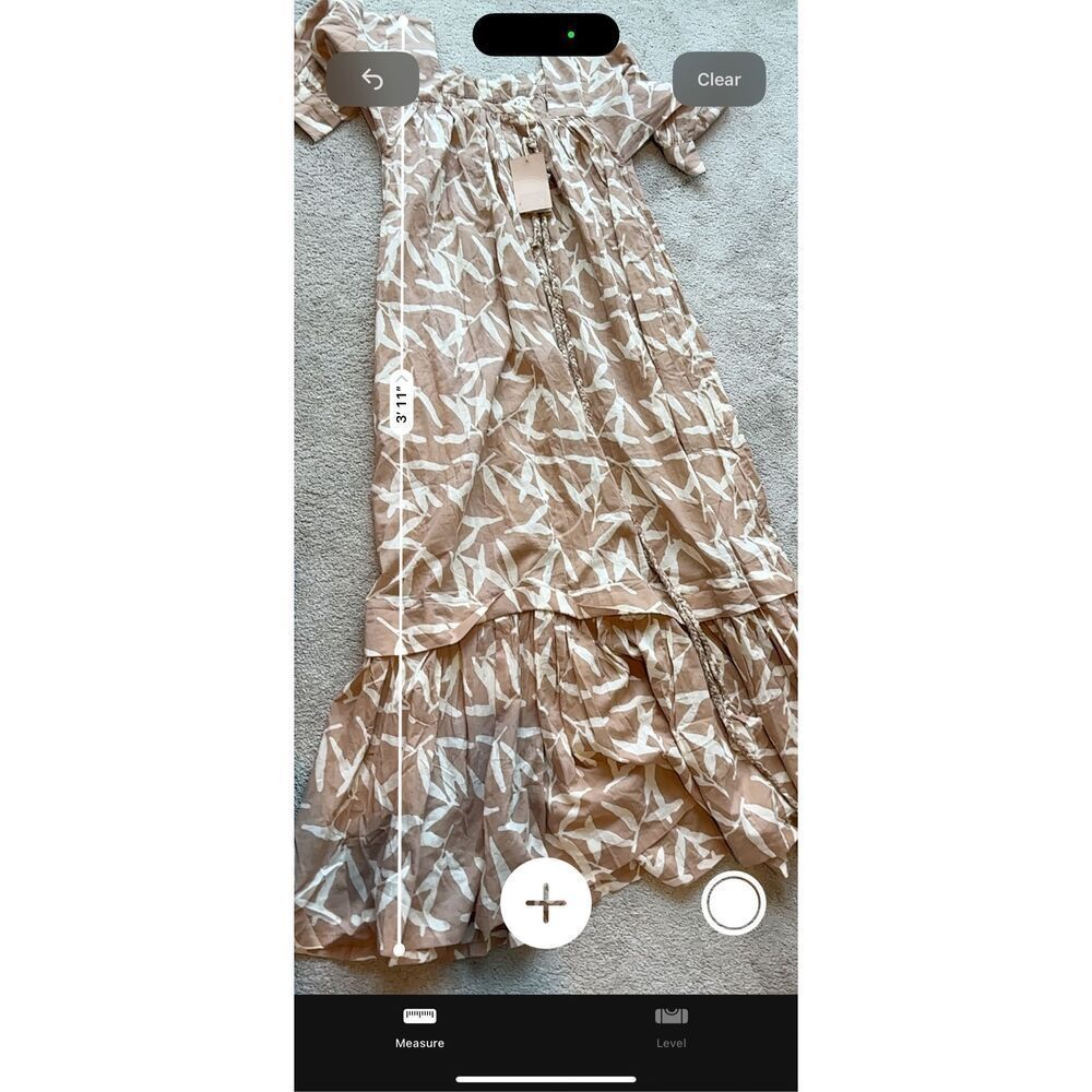 Beige Floral Midi Dress with Tie Sleeves - Picture 7 of 10